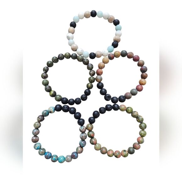 Bivei Accessories - Reiki Bivei Natural Gem Healing Crystals 8mm Stretch Braclets, lot of 5. NEW!